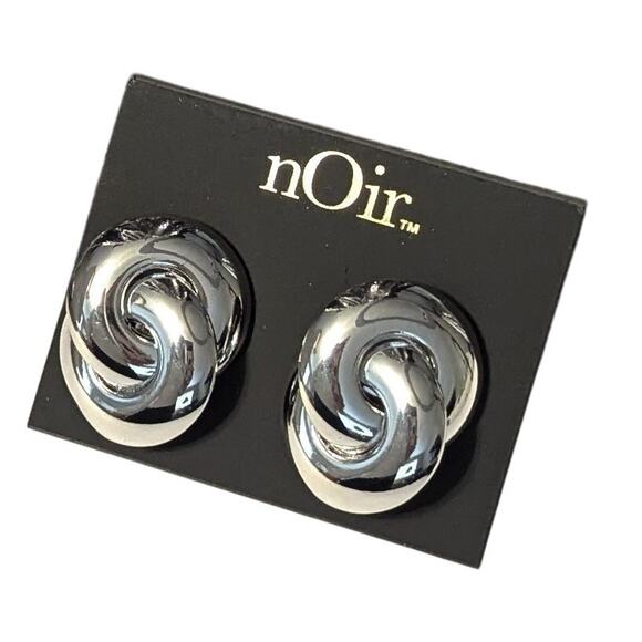 nOir Silver Tone Twisted Knot Earrings - Picture 1 of 4